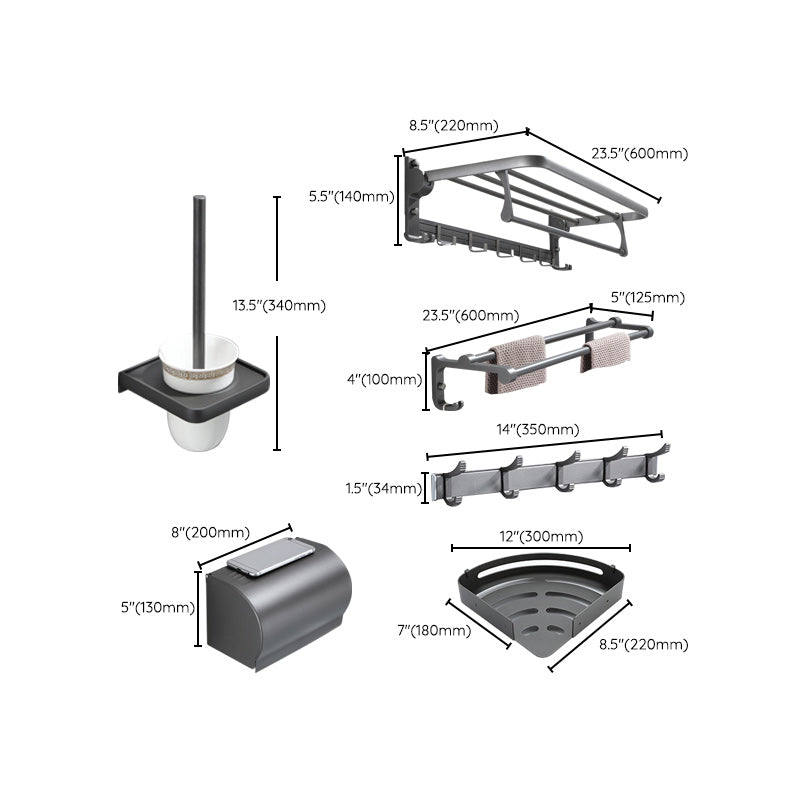 Lisslune | Contemporary Gray Bathroom Hardware Set Bathroom Shelf/Towel Bar Including Bathroom Set