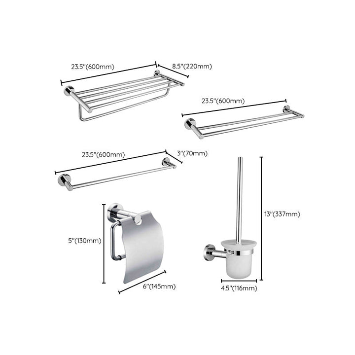 Lisslune | Polished Chrome Modern Bathroom Accessories Set with Towel Bar/Paper Holder