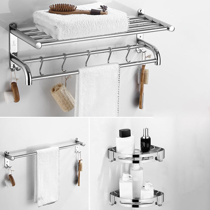 Lisslune | Modern Bathroom Set with Bathroom Shelf/Towel Bar Polished Chrome Bathroom Accessory Set