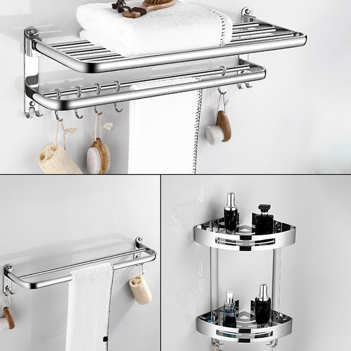 Lisslune | Modern Bathroom Set with Bathroom Shelf/Towel Bar Polished Chrome Bathroom Accessory Set
