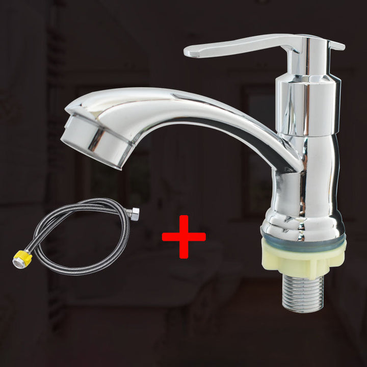 Lisslune | Modern Bathroom Faucet Chrome Button Handle with Water Hose Sink Faucet