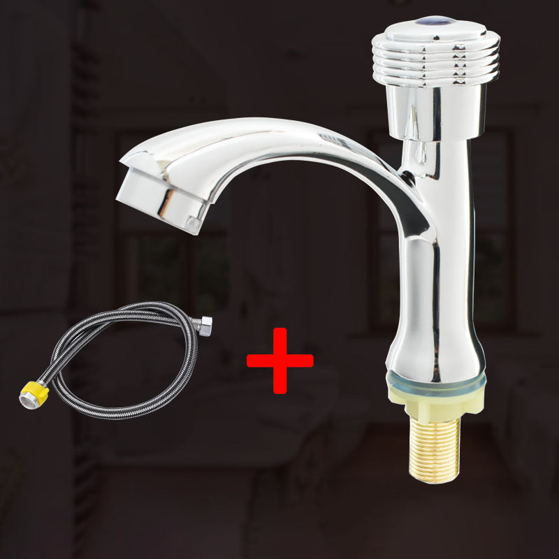 Lisslune | Modern Bathroom Faucet Chrome Button Handle with Water Hose Sink Faucet