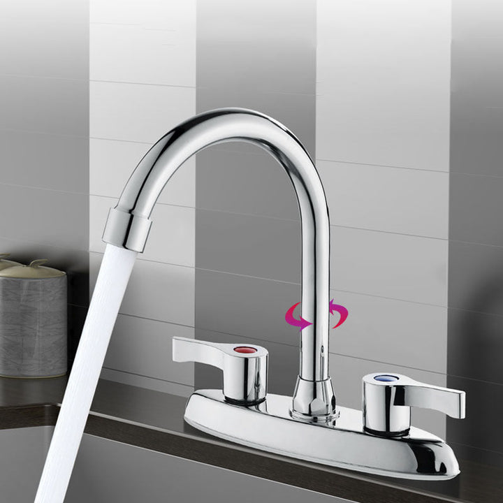Lisslune | Modern Center Set Faucet Chrome 2 Handle Swivel Spout Sink Faucet