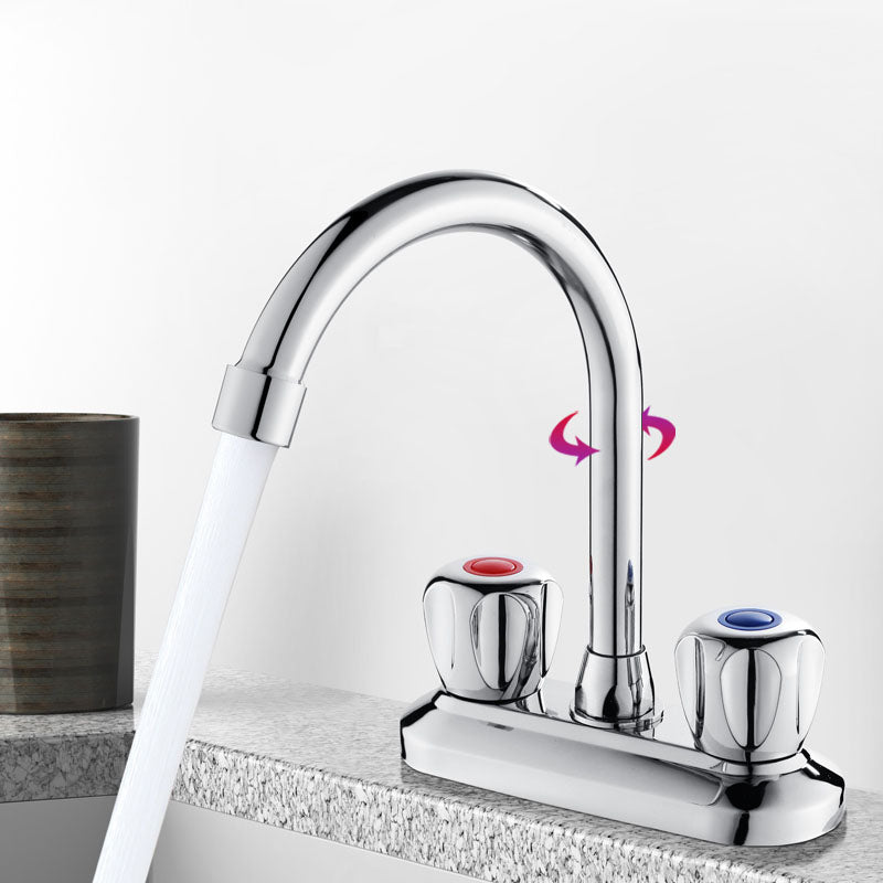 Lisslune | Modern Center Set Faucet Chrome 2 Handle Swivel Spout Sink Faucet