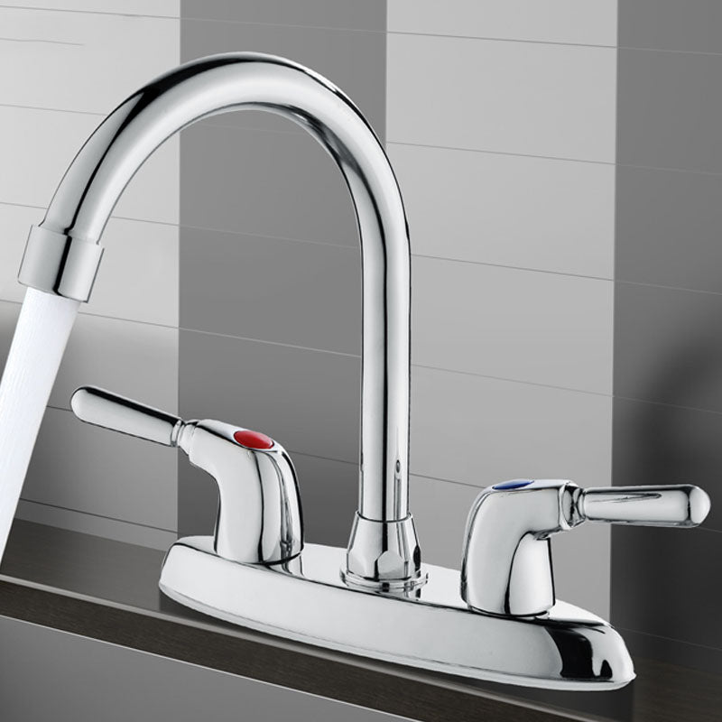 Lisslune | Modern Center Set Faucet Chrome 2 Handle Swivel Spout Sink Faucet