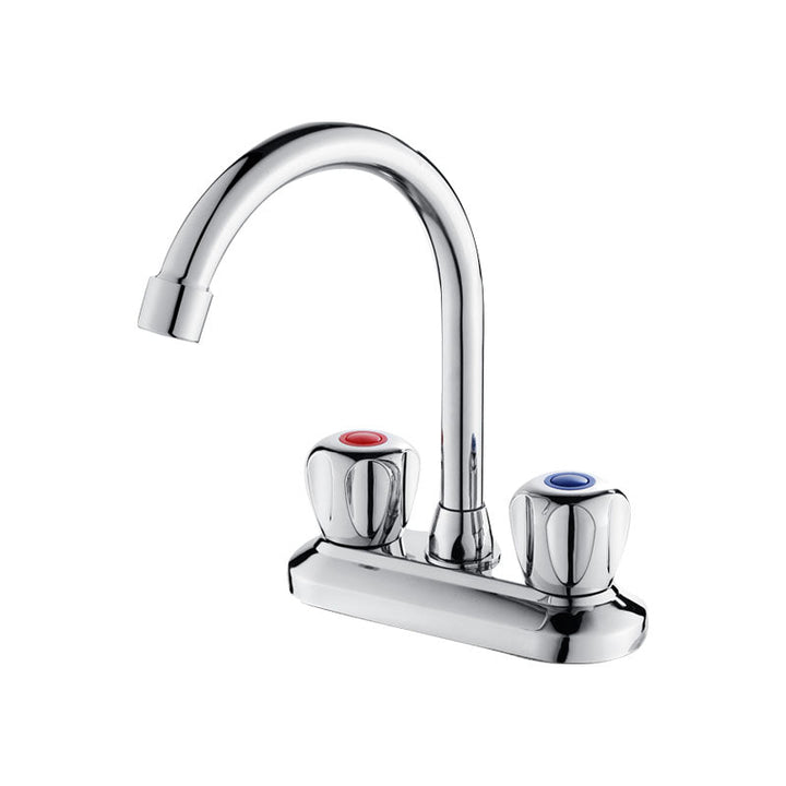 Lisslune | Modern Center Set Faucet Chrome 2 Handle Swivel Spout Sink Faucet