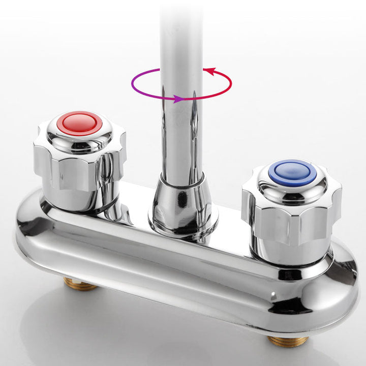 Lisslune | Modern Center Set Faucet Chrome 2 Handle Swivel Spout Sink Faucet