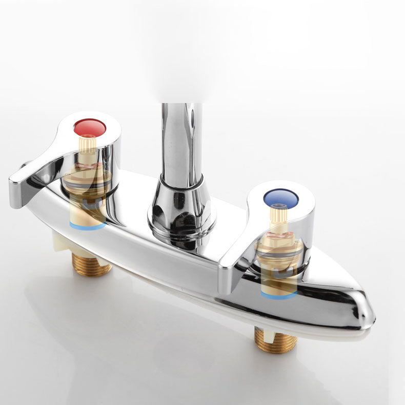 Lisslune | Modern Center Set Faucet Chrome 2 Handle Swivel Spout Sink Faucet