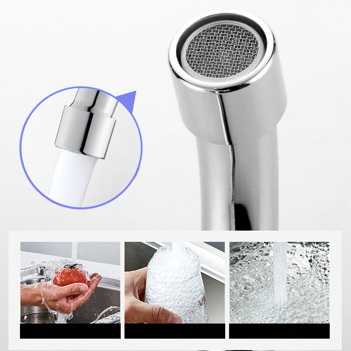 Lisslune | Modern Center Set Faucet Chrome 2 Handle Swivel Spout Sink Faucet