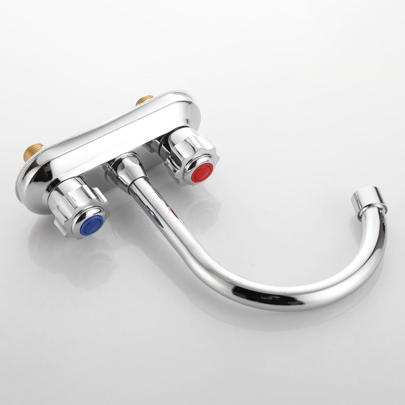 Lisslune | Modern Center Set Faucet Chrome 2 Handle Swivel Spout Sink Faucet