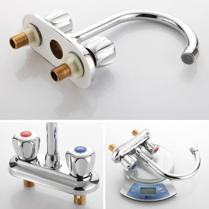 Lisslune | Modern Center Set Faucet Chrome 2 Handle Swivel Spout Sink Faucet