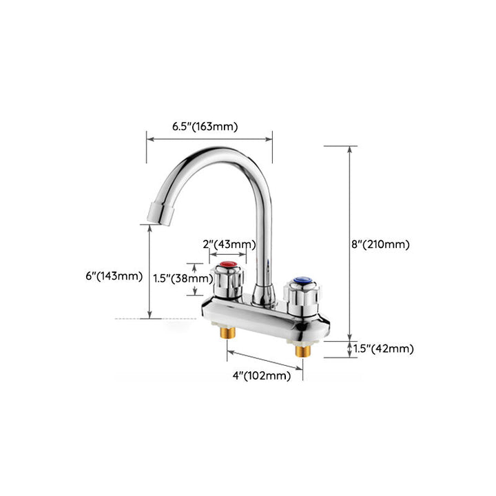 Lisslune | Modern Center Set Faucet Chrome 2 Handle Swivel Spout Sink Faucet
