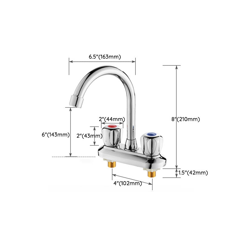 Lisslune | Modern Center Set Faucet Chrome 2 Handle Swivel Spout Sink Faucet