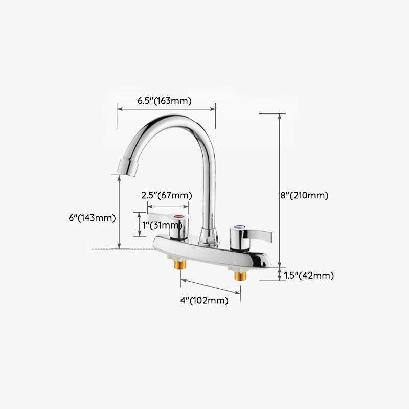 Lisslune | Modern Center Set Faucet Chrome 2 Handle Swivel Spout Sink Faucet