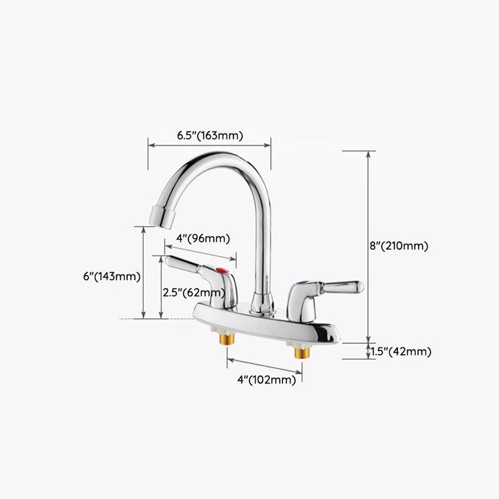 Lisslune | Modern Center Set Faucet Chrome 2 Handle Swivel Spout Sink Faucet