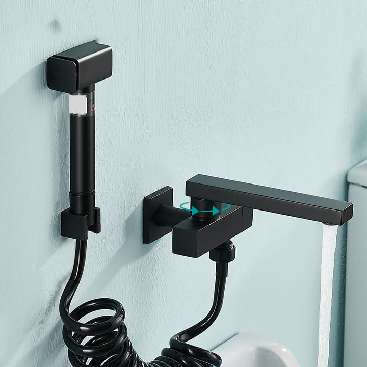 Lisslune | Modern Bathtub Filler Wall Mount Hand Shower Swiveling Copper Bathtub Filler with Single Lever Handle