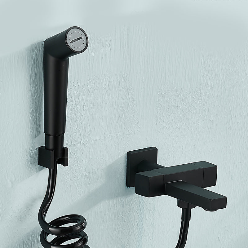 Lisslune | Modern Bathtub Filler Wall Mount Hand Shower Swiveling Copper Bathtub Filler with Single Lever Handle