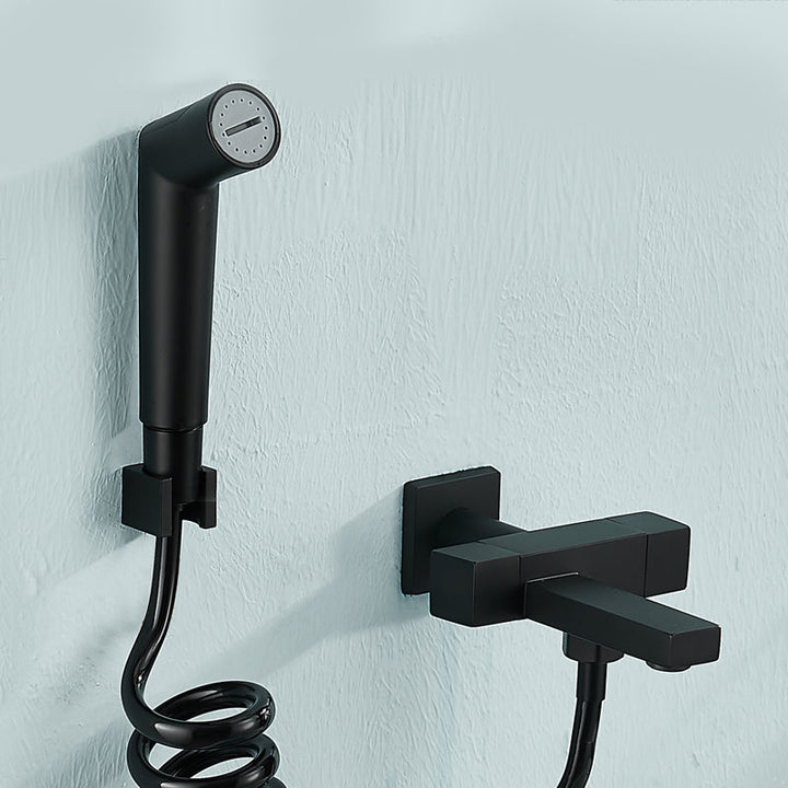 Lisslune | Modern Bathtub Filler Wall Mount Hand Shower Swiveling Copper Bathtub Filler with Single Lever Handle