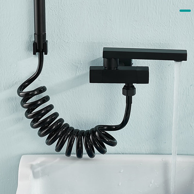 Lisslune | Modern Bathtub Filler Wall Mount Hand Shower Swiveling Copper Bathtub Filler with Single Lever Handle