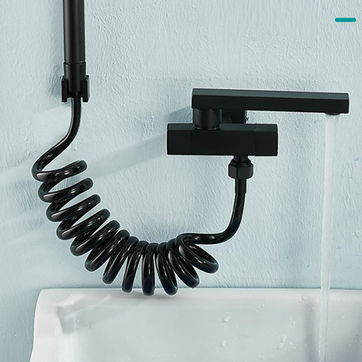 Lisslune | Modern Bathtub Filler Wall Mount Hand Shower Swiveling Copper Bathtub Filler with Single Lever Handle