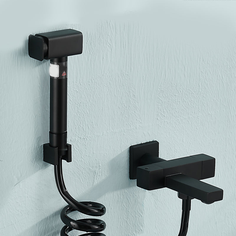 Lisslune | Modern Bathtub Filler Wall Mount Hand Shower Swiveling Copper Bathtub Filler with Single Lever Handle