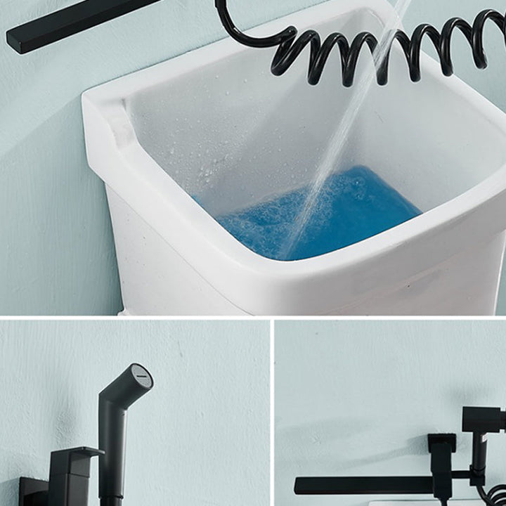 Lisslune | Modern Bathtub Filler Wall Mount Hand Shower Swiveling Copper Bathtub Filler with Single Lever Handle