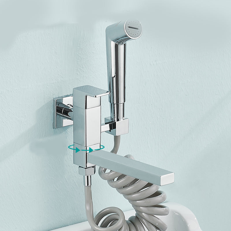 Lisslune | Modern Bathtub Filler Wall Mount Hand Shower Swiveling Copper Bathtub Filler with Single Lever Handle