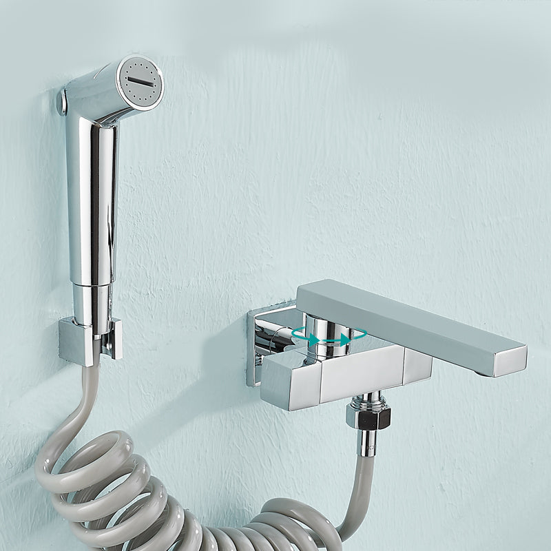 Lisslune | Modern Bathtub Filler Wall Mount Hand Shower Swiveling Copper Bathtub Filler with Single Lever Handle