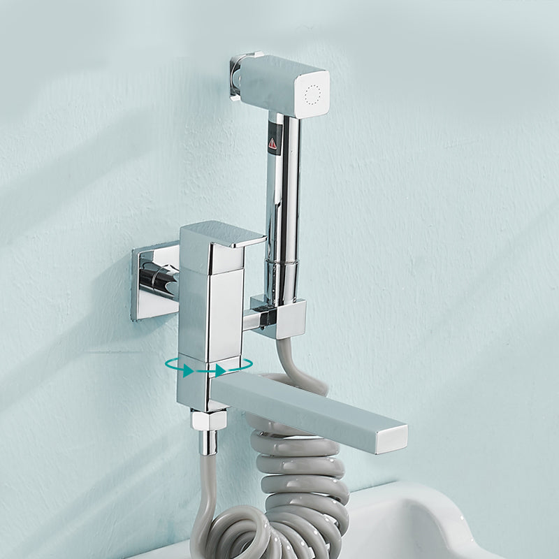 Lisslune | Modern Bathtub Filler Wall Mount Hand Shower Swiveling Copper Bathtub Filler with Single Lever Handle
