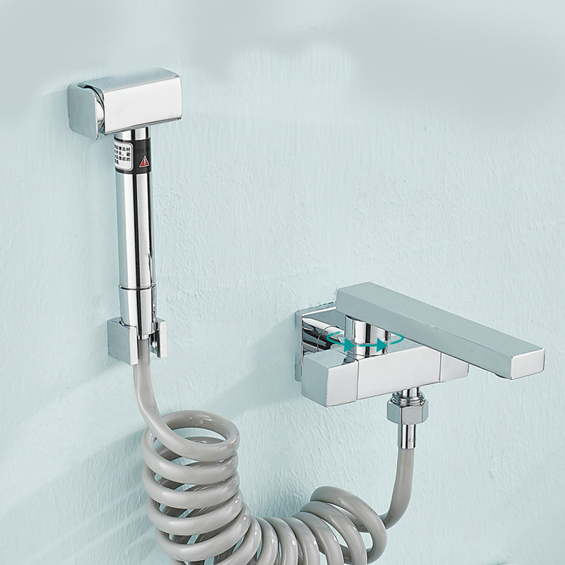 Lisslune | Modern Bathtub Filler Wall Mount Hand Shower Swiveling Copper Bathtub Filler with Single Lever Handle