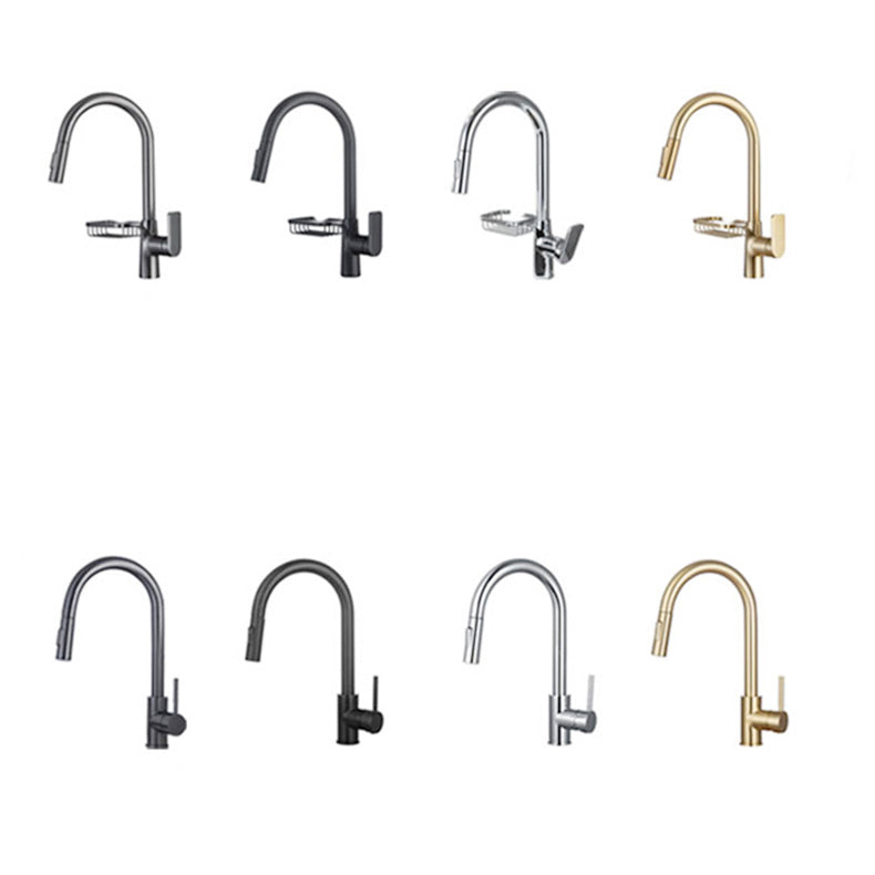 Lisslune | Goose Neck Kitchen Sink Faucet Three-Way with Pull-Down Spray Head
