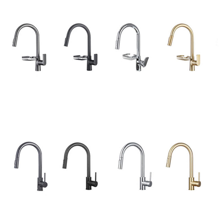 Lisslune | Goose Neck Kitchen Sink Faucet Three-Way with Pull-Down Spray Head