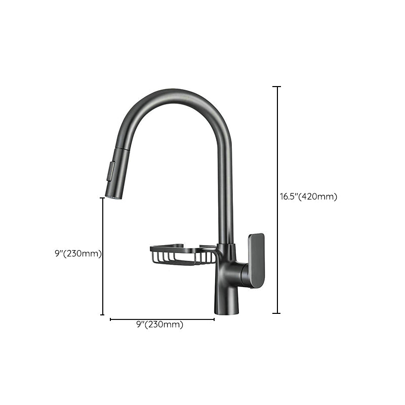 Lisslune | Goose Neck Kitchen Sink Faucet Three-Way with Pull-Down Spray Head