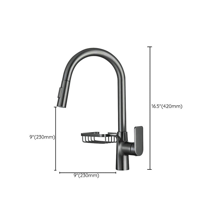 Lisslune | Goose Neck Kitchen Sink Faucet Three-Way with Pull-Down Spray Head