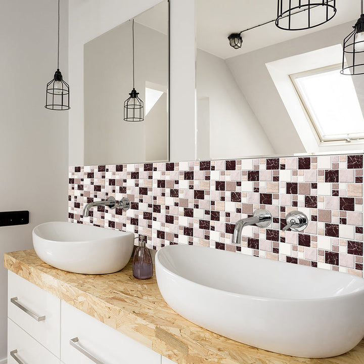 Lisslune | Pattern Matte Color Stone Peel and Stick Mosaic Tile Peel and Stick Tile Set of 2