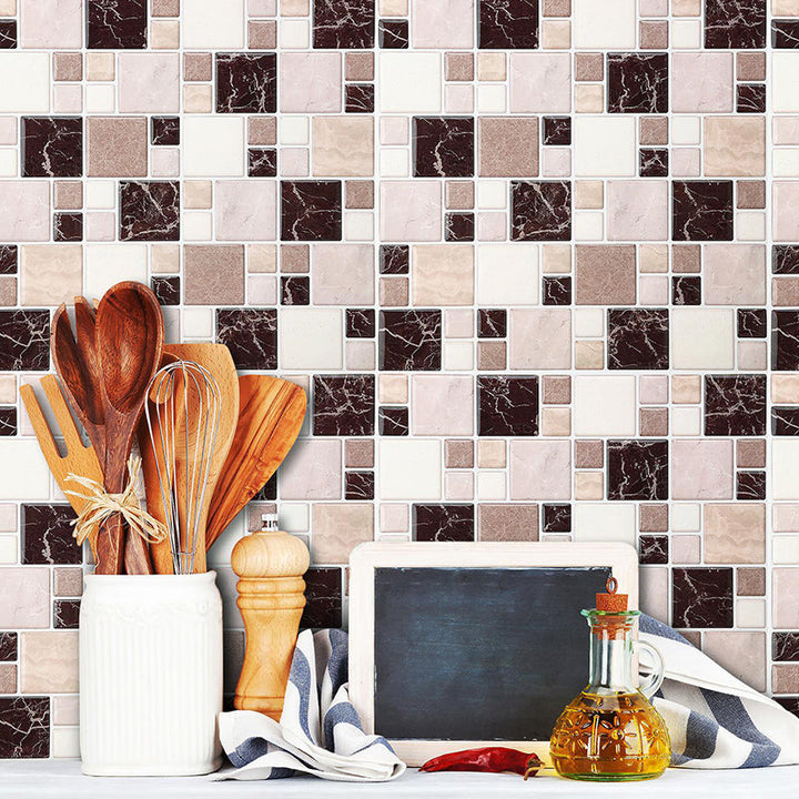 Lisslune | Pattern Matte Color Stone Peel and Stick Mosaic Tile Peel and Stick Tile Set of 2