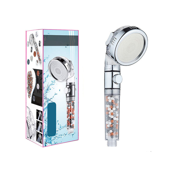 Lisslune | Modern Handheld Shower Head Round Filter Ball Spray Head in Silver