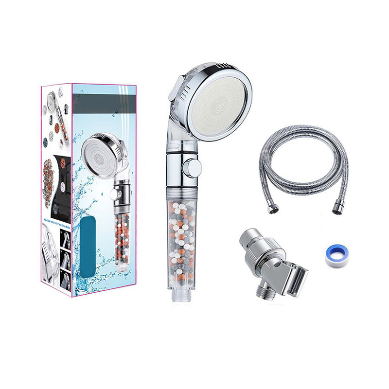 Lisslune | Modern Handheld Shower Head Round Filter Ball Spray Head in Silver