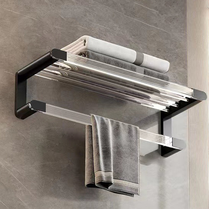 Lisslune | Mattes Black Bathroom Hardware Set Metal & Acrylic Bathroom Shelf/Towel Holder/Bathrobe Hook