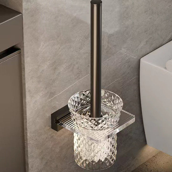 Lisslune | Mattes Black Bathroom Hardware Set Metal & Acrylic Bathroom Shelf/Towel Holder/Bathrobe Hook