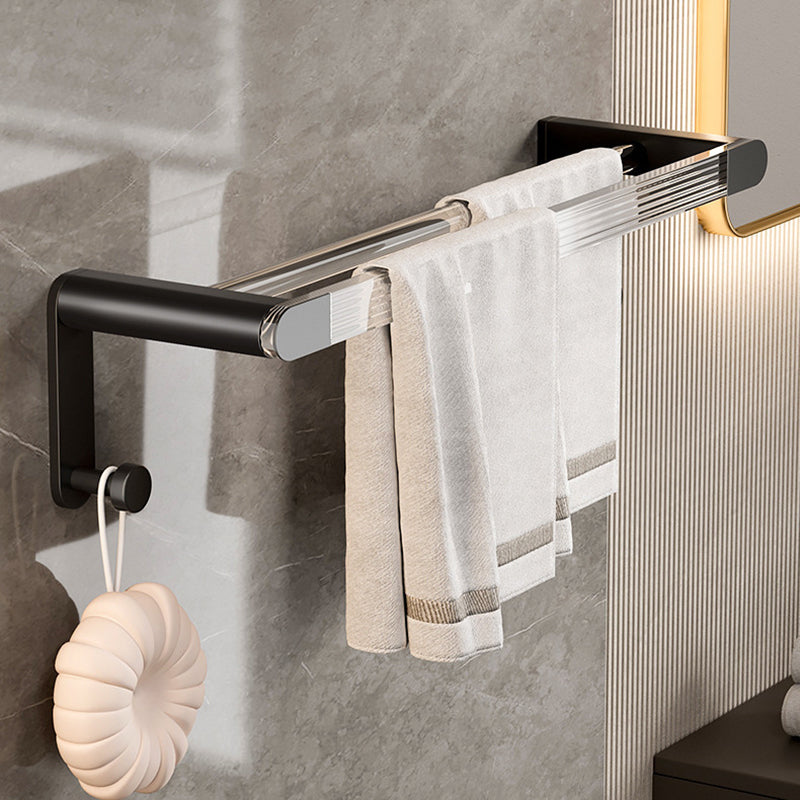 Lisslune | Mattes Black Bathroom Hardware Set Metal & Acrylic Bathroom Shelf/Towel Holder/Bathrobe Hook