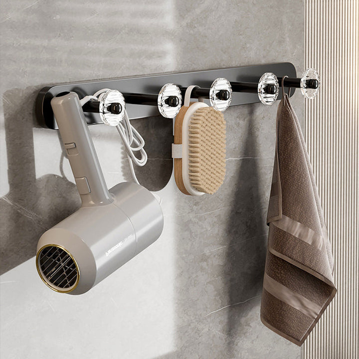 Lisslune | Mattes Black Bathroom Hardware Set Metal & Acrylic Bathroom Shelf/Towel Holder/Bathrobe Hook