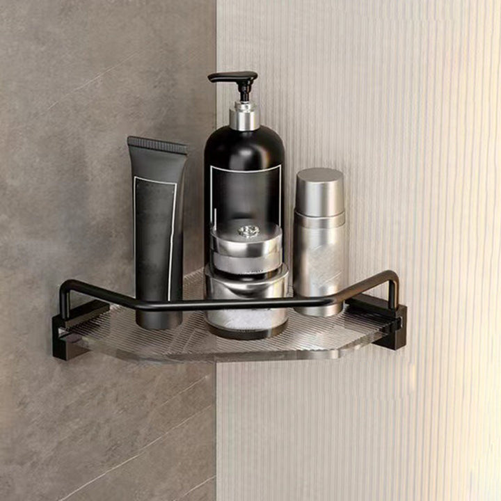 Lisslune | Mattes Black Bathroom Hardware Set Metal & Acrylic Bathroom Shelf/Towel Holder/Bathrobe Hook
