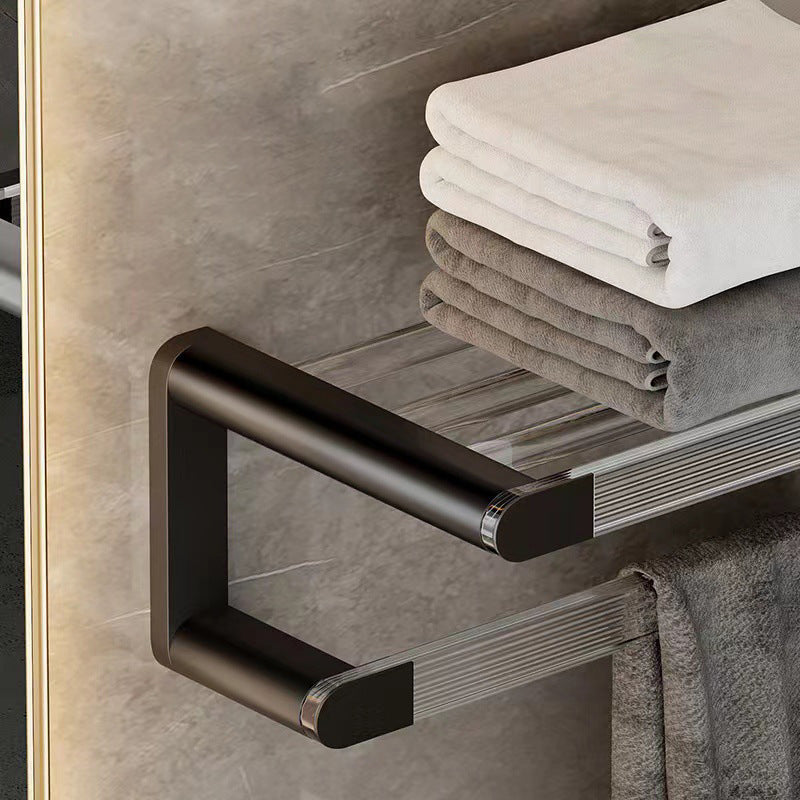 Lisslune | Mattes Black Bathroom Hardware Set Metal & Acrylic Bathroom Shelf/Towel Holder/Bathrobe Hook