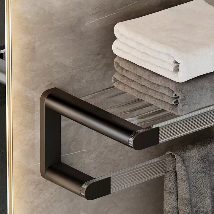 Lisslune | Mattes Black Bathroom Hardware Set Metal & Acrylic Bathroom Shelf/Towel Holder/Bathrobe Hook