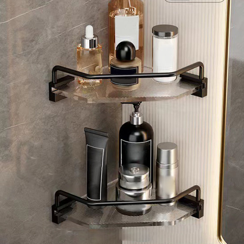 Lisslune | Mattes Black Bathroom Hardware Set Metal & Acrylic Bathroom Shelf/Towel Holder/Bathrobe Hook
