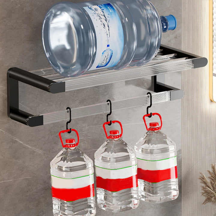 Lisslune | Mattes Black Bathroom Hardware Set Metal & Acrylic Bathroom Shelf/Towel Holder/Bathrobe Hook