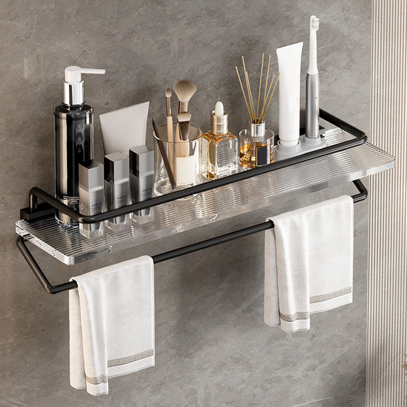 Lisslune | Mattes Black Bathroom Hardware Set Metal & Acrylic Bathroom Shelf/Towel Holder/Bathrobe Hook