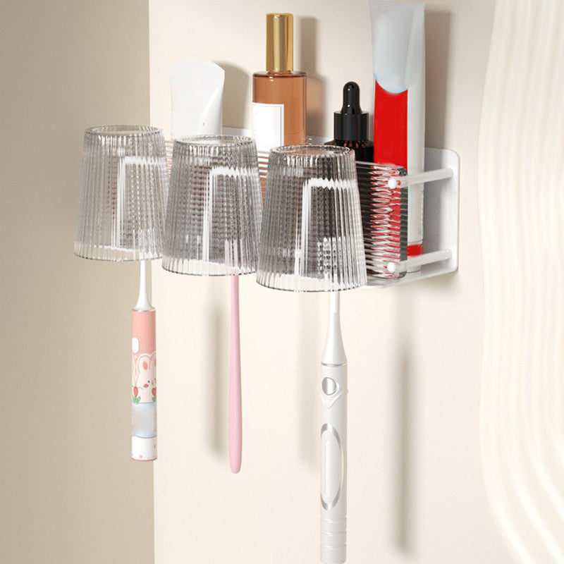 Lisslune | White & Clear Acrylic Bath Accessory Set with Towel Holder/Paper Holder/Bathrobe Hook