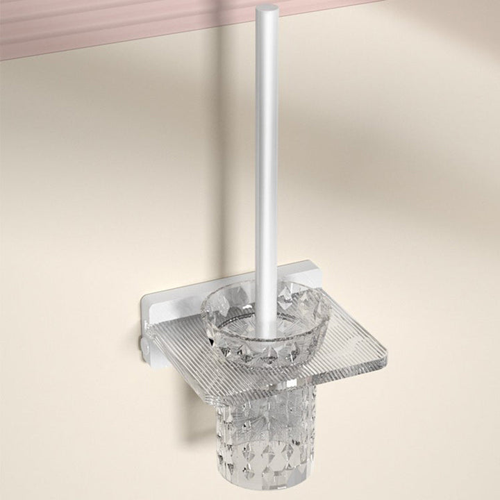 Lisslune | White & Clear Acrylic Bath Accessory Set with Towel Holder/Paper Holder/Bathrobe Hook